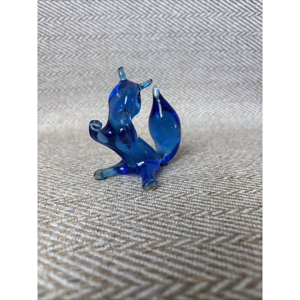 Cobalt Blue Standing‎ Squirrel Vintage Art Glass Paperweight